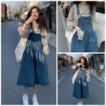Fashion Korean women's denim sling A line dress Fashion Korean women's denim sling A line dress
