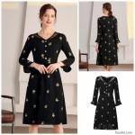 L-5XL plus size women's embroidered v-neck lotus leaf sleeve A line dress L-5XL plus size women's embroidered v-neck lotus leaf sleeve A line dress