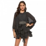 Black Women's Fashion Sexy See-through Summer Lantern Sleeve Ruffled Layer Dresses Black Women's Fashion Sexy See-through Summer Lantern Sleeve Ruffled Layer Dresses