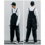Black Retro fashion men's casual loose multi-pocket suspenders pants jumpsuit Black Retro fashion men's casual loose multi-pocket suspenders pants jumpsuit