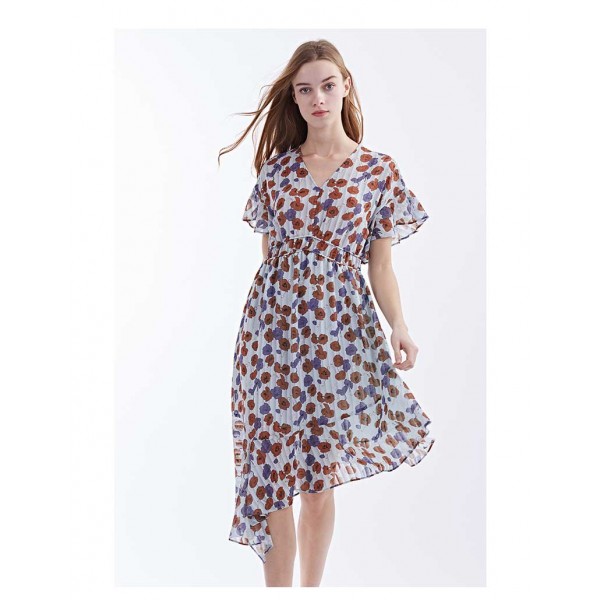 Polyester/Linen With Print Knee Length Dress Polyester/Linen With Print Knee Length Dress
