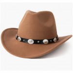 Khaki Men & Women's Felt Wide Brim Western Cowboy Hat Khaki Men & Women's Felt Wide Brim Western Cowboy Hat