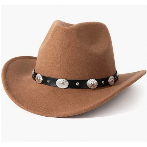Khaki Men & Women's Felt Wide Brim Western Cowboy Hat Khaki Men & Women's Felt Wide Brim Western Cowboy Hat