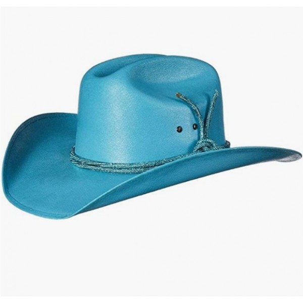 Aqua Blue Womens Western Cowboy Canvas Hat with Bling Rhinestone Ropes Aqua Blue Womens Western Cowboy Canvas Hat with Bling Rhinestone Ropes